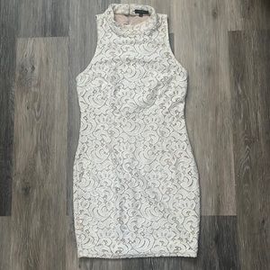 Entry brand white lace and cream/beige dress, size M